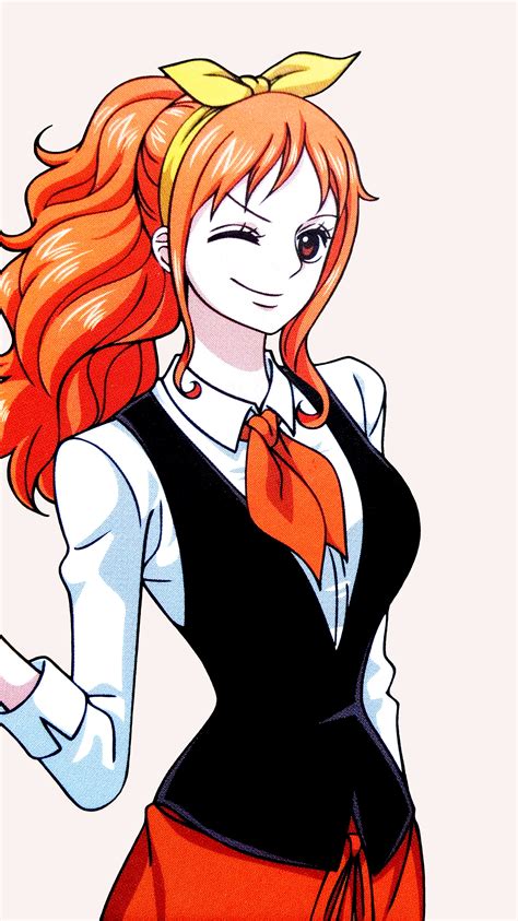 After two years studying on Weatheria, Nami returned to Sabaody Archipelago. At a bar, where a group pretending to be the Straw Hats was recruiting crew members, Nami learned that Marine Headquarters had been relocated due to the decision of Sengoku's successor When the fake Luffy had his sights on Nami, she casually rejected him. The fake Nami then threatened her, but Usopp arrived and ...
